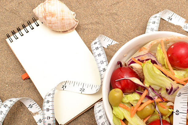 istock salad and tape measure on sand 537468901