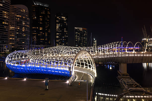 istock Webb bridge over Yarra river with Victoria harbour background 537469382