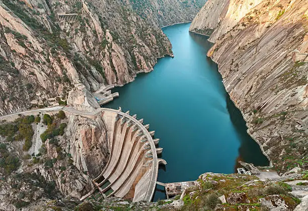 Aldeadavila Dam is a concrete arch-gravity dam on the Douro River on the border between Spain and Portugal.