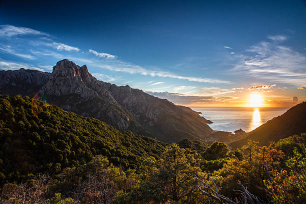 Sunset Corsica Sunset at the coastline of corsica near porto corsica photos stock pictures, royalty-free photos & images