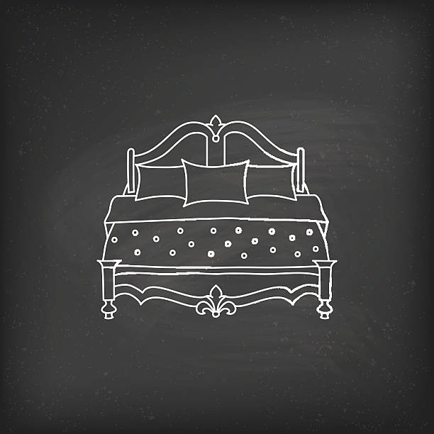 Vector bed icon doodle Vector flat bed icon vintage simple style drawing of mattress stock illustrations