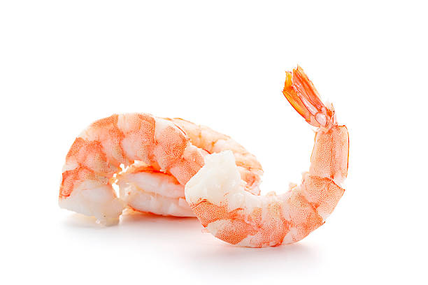 istock Cooked shrimps isolated on white background 537471322