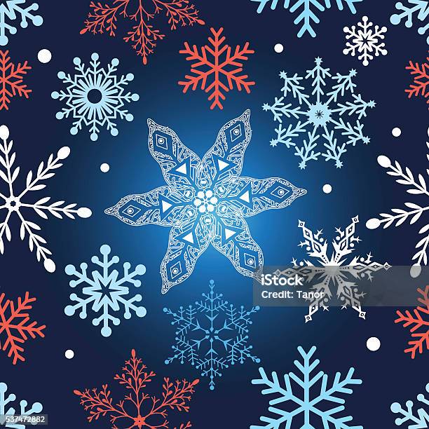 Seamless Graphic Pattern With Snowflakes Stock Illustration - Download ...