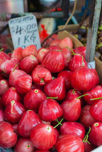 Rose apples tropical fruit on sell in Kuala Lumpur market, Malaysia.