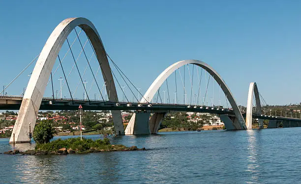 Daytime view of the Juscelin Kubitschek Bridge aka the Ponte Jk or JK Bridge in Brasilia , Brazil