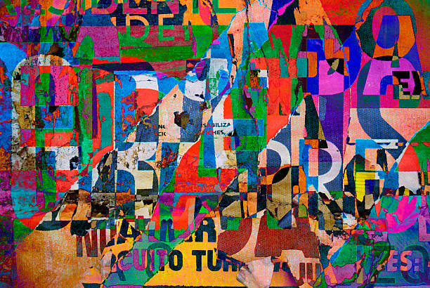 pozadí digitální koláž nebo typografie design tapety textura - plakát fotky - stock snímky, obrázky a fotky