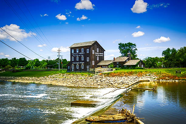 Frankenmuth, MI, USA - June 6, 2007: Nickless-Hubinger Flour Mill on the River Cass in Frankenmuth MI