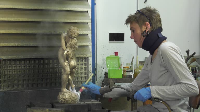 laying a patina from titanium white on bronze