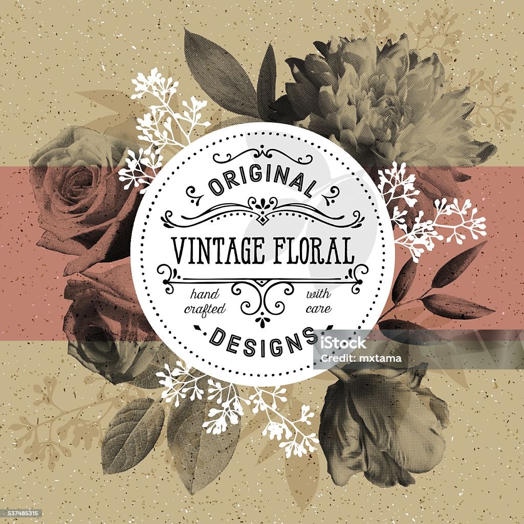 Vintage Floral Và Khung Hình Tròn Hiện Đại Trên Nền Giấy Thủ Công ...
