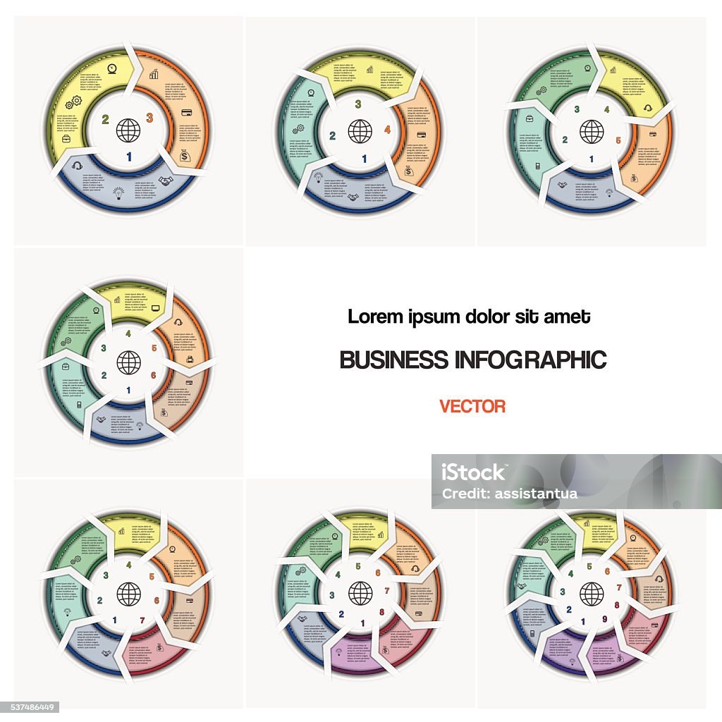 Set Vector Illustration Ring Chart Template With Text Areas And Stock ...