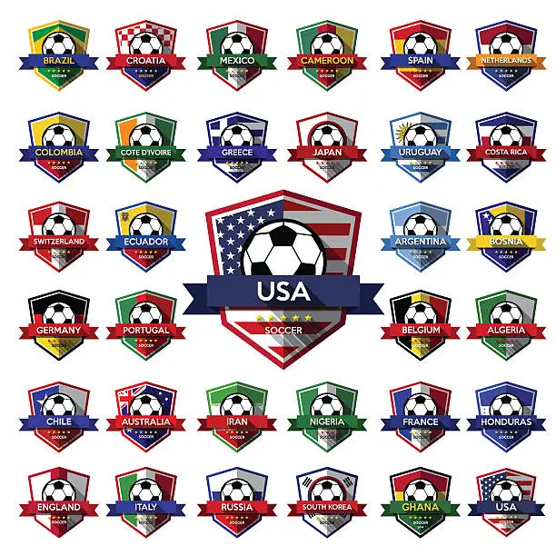 Vector illustration of Mega Collection of soccer ( football ) badge