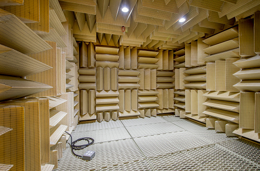 Anechoic chamber for acoustic research.