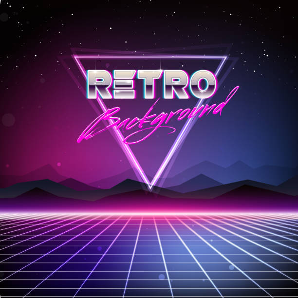 80 s retro-futuristischen hintergrund - 1980 stock-grafiken, -clipart, -cartoons und -symbole