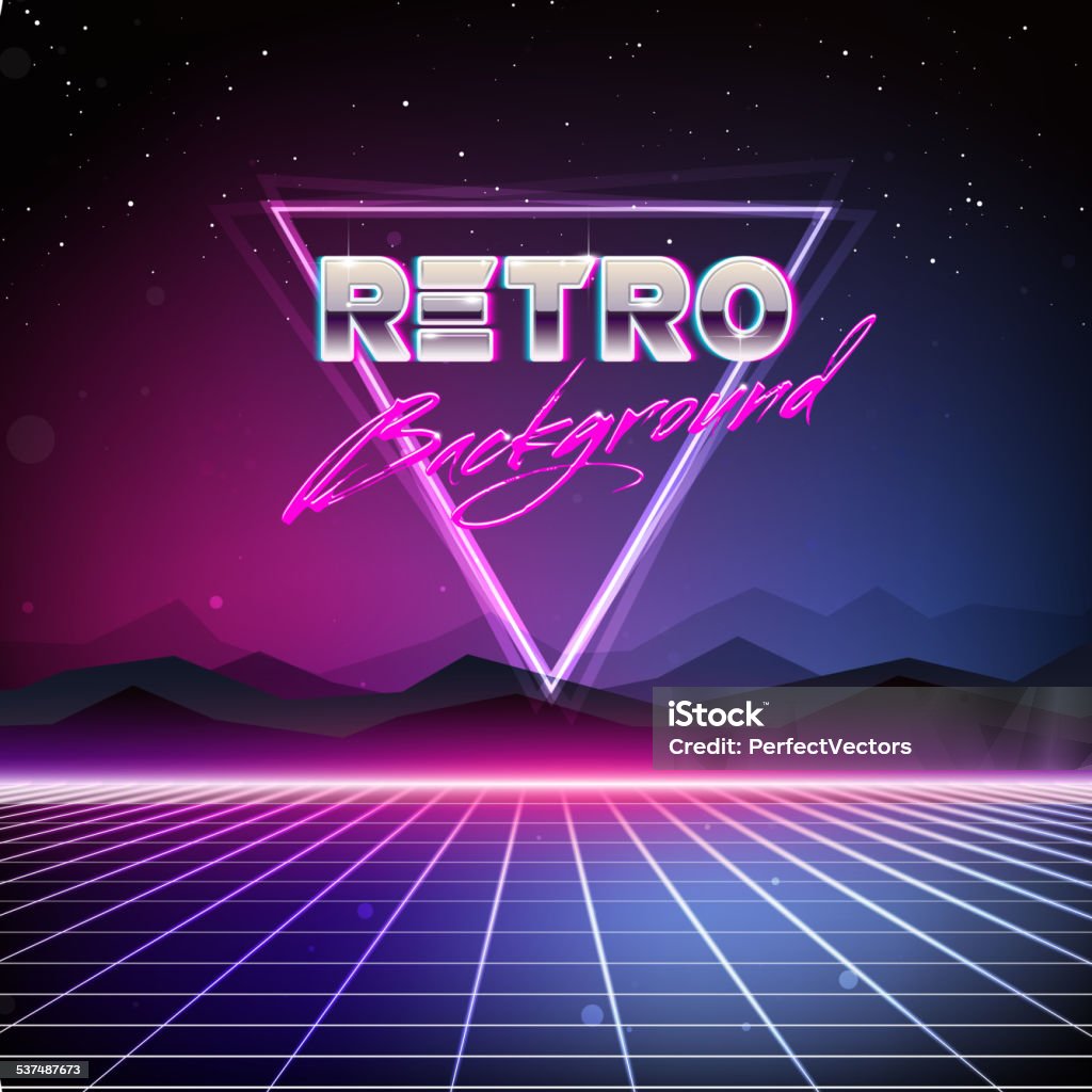 80s Retro Sci-Fi Background 1980-1989 stock vector