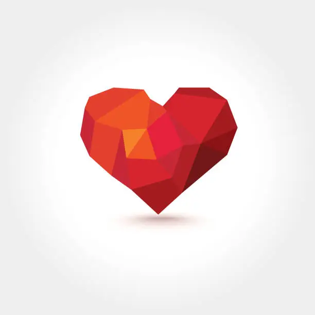 Vector illustration of Vector Lowpoly Geometric Mosaic Heart