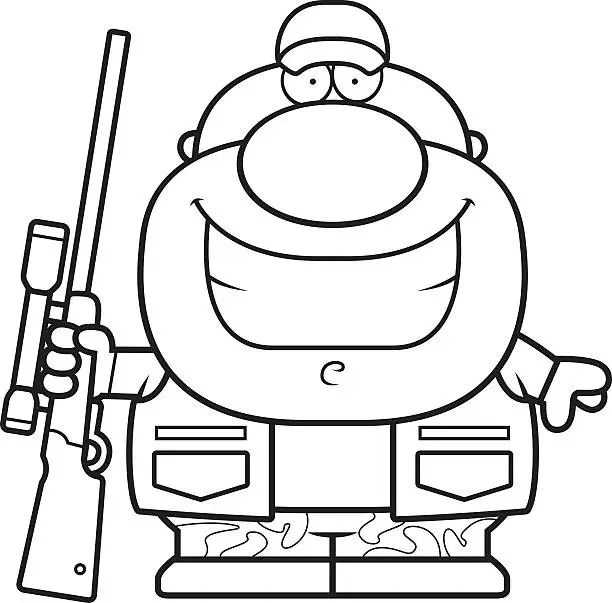 Vector illustration of Cartoon Hunter Smiling