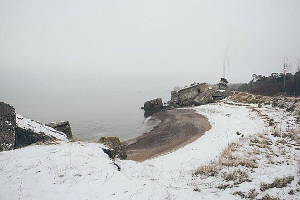old war fort ruins on the beach- vintage effect