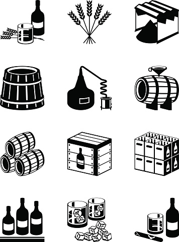 Production of whiskey and brandy - vector illustration