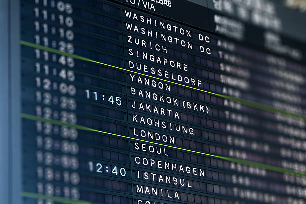 istock International Airport Flight Information Board 537497391