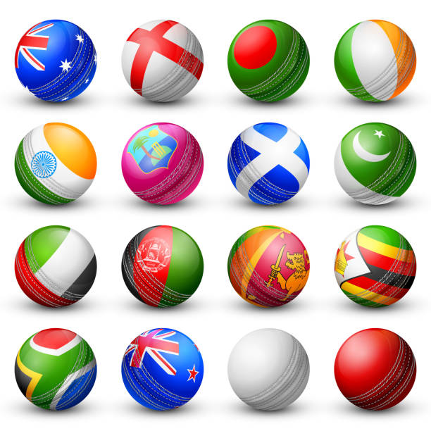 Cricket bat of different participating countries illustration of cricket bat of different participating countries test cricket stock illustrations