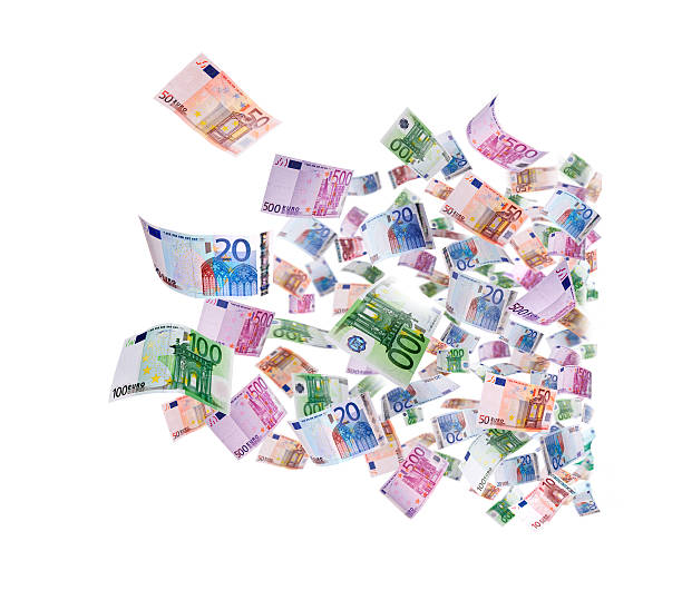 istock Flying banknotes of euros 537499501