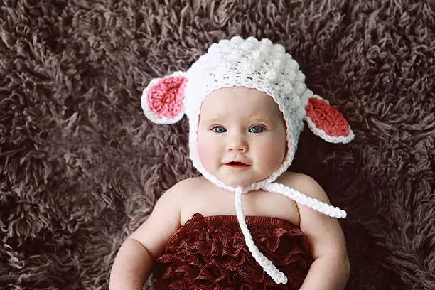 Photo of Baby Wearing Lamb Hat