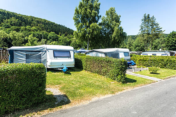 istock Camping with caravans and tents 537499925