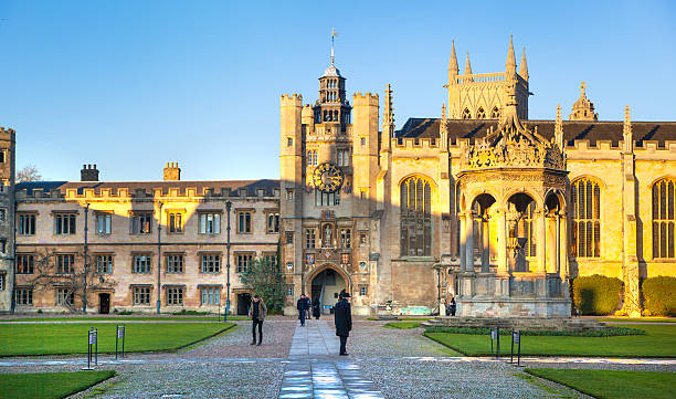 Trinity college inner yeard.  Cambridge Cambridge, UK - January 18, 2015: Trinity college, inner yard (1546).  cambridge england stock pictures, royalty-free photos & images