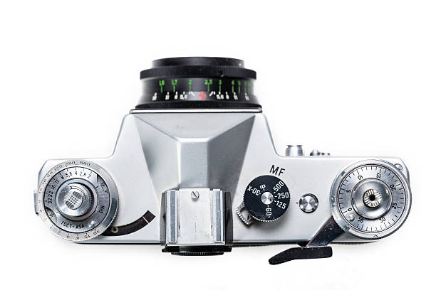istock Antique photo camera close up on white background 537500081