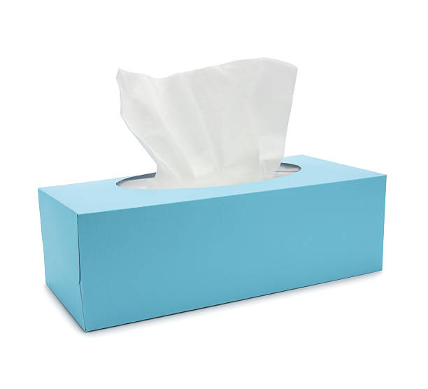 tecido azul de papel caixa (com localização) - tissue box flu virus kleenex imagens e fotografias de stock