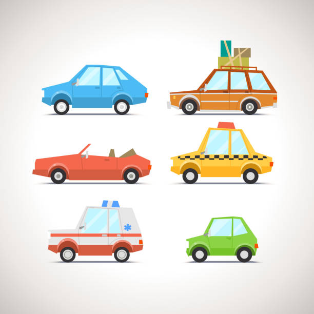 Car Flat Icon Set 1 Car Flat Icon Set 1 toy vehicle stock illustrations