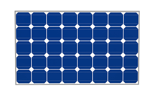 Blue modern solar panel isolated on white background.