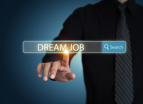 Businessman search for dream job and push 