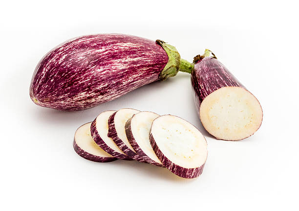 istock Listada de Gandia organic eggplants, with striped skin. 537510820
