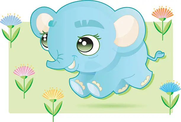 Vector illustration of cute running babyelephant