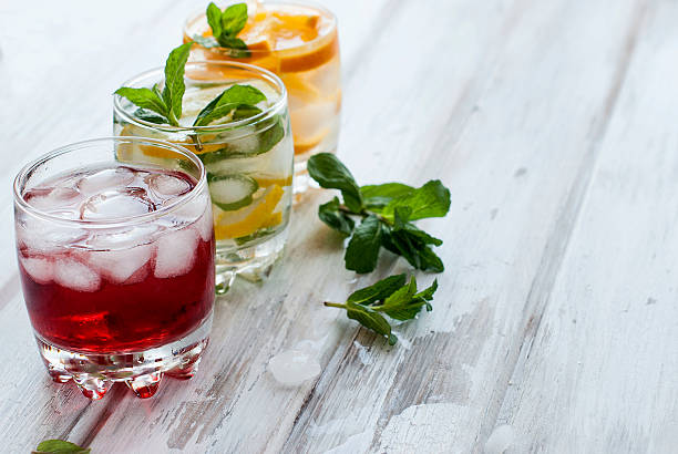istock cocktail  juice and ice, cocktail with ice, lemon , mint 537511398
