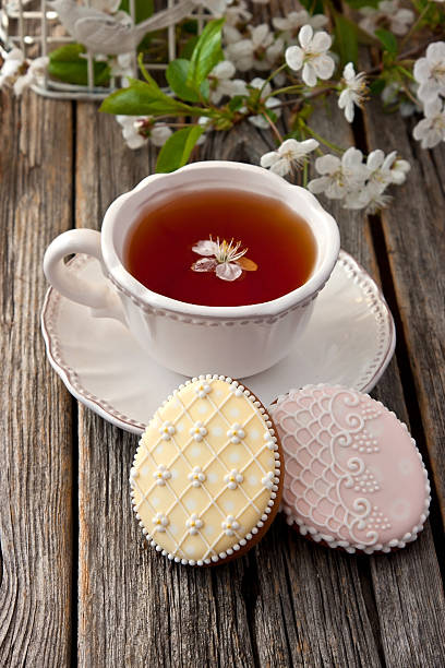 istock Composition with tea cup and sweet cookies 537512084