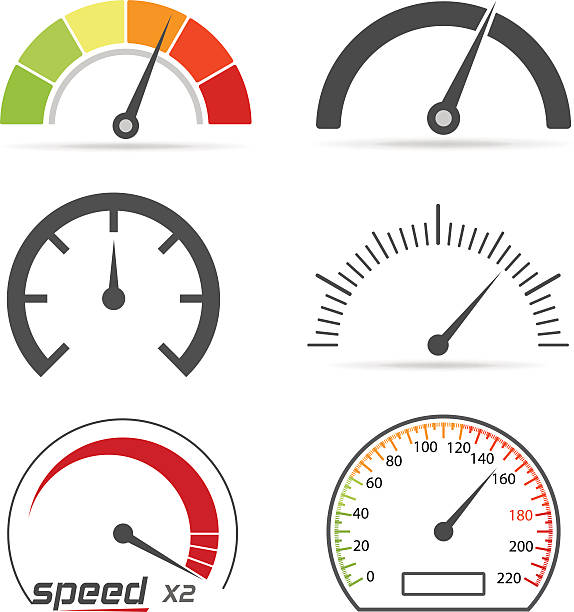 속도계 아이콘 - speedometer stock illustrations