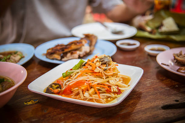 istock spicy papaya salad with salted crab and fermented fish 537515405