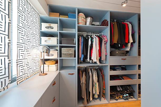 istock Big beautiful walk in wardrobe. Luxury modern home 537515746