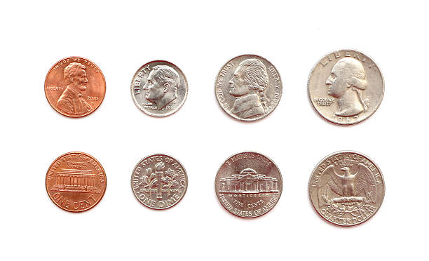 American Coins American coins isolated on a white background quarter stock pictures, royalty-free photos & images