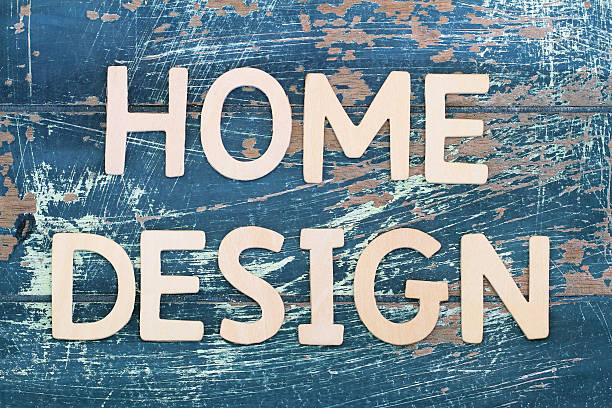 istock Home design written with wooden letters on rustic wood 537516889