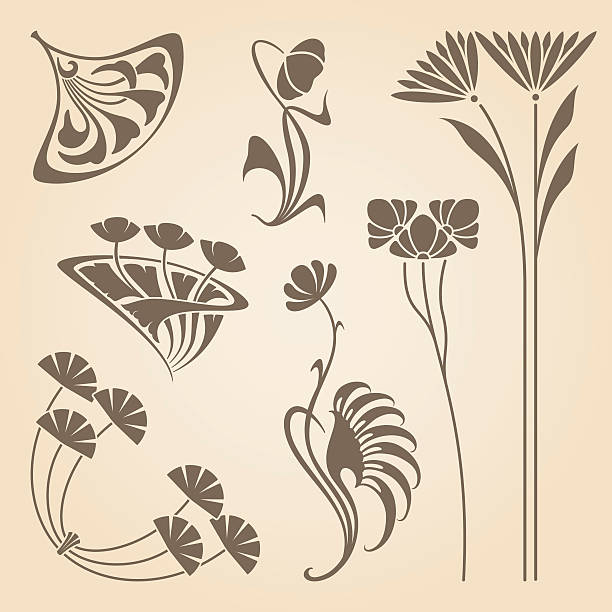 ilustrații de stoc cu vector art nouveau elements. - art nouveau