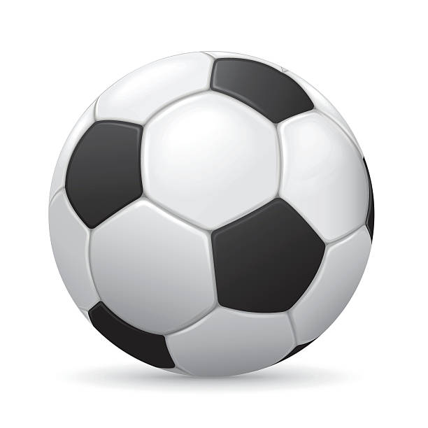 ilustrações de stock, clip art, desenhos animados e ícones de bola de futebol num fundo branco com sombra - bola de futebol