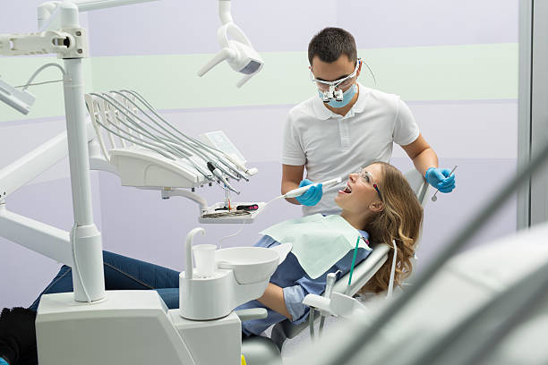 Dentist and patient stock photo