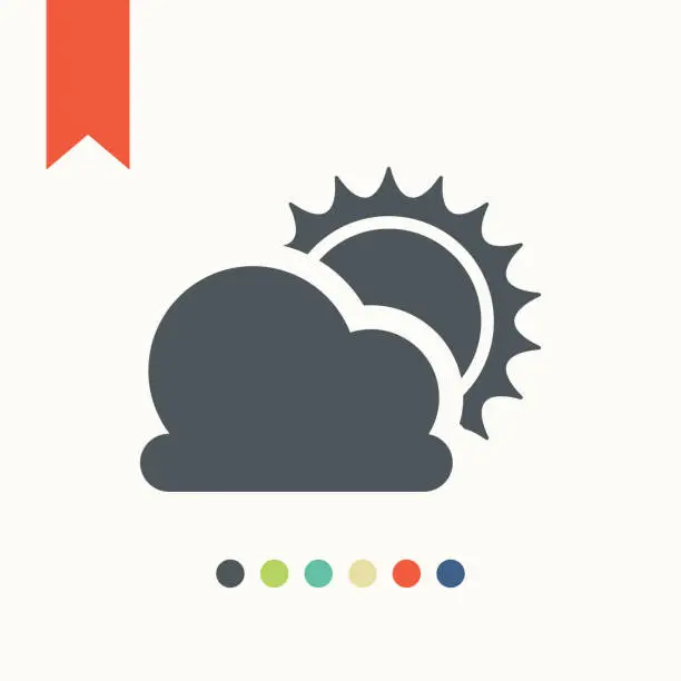 Vector illustration of Sun Behind a Cloud icon