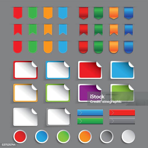 Stamp Sticker Ribbon Ribbon Sticker Label Set Vector Stock Illustration - Download Image Now ...