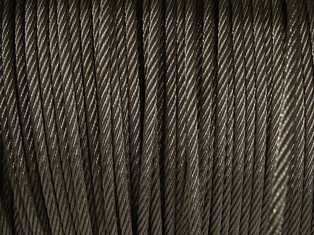 istock Steel wire rope in the bobbin closeup 537528018