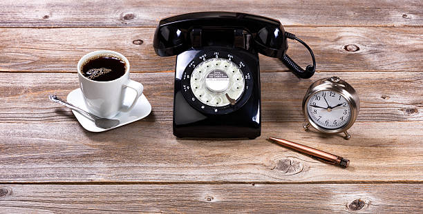 istock Vintage desktop with antique business objects on rustic wooden b 537528234