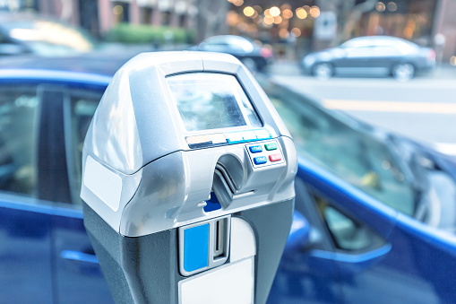 parking machine with electronic payment on road in san francisco